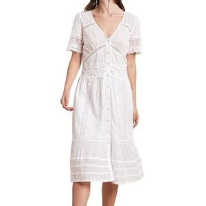 NWT‎ VELVET BY GRAHAM & SPENCER Suri Cotton Lace-trim bohemian Dress In White